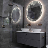 Specchio LED Rotondo | Pulsanti touch | Funzione anti-appannamento | Luce bianca neutra - Reyze Serie Simetria Modello 3